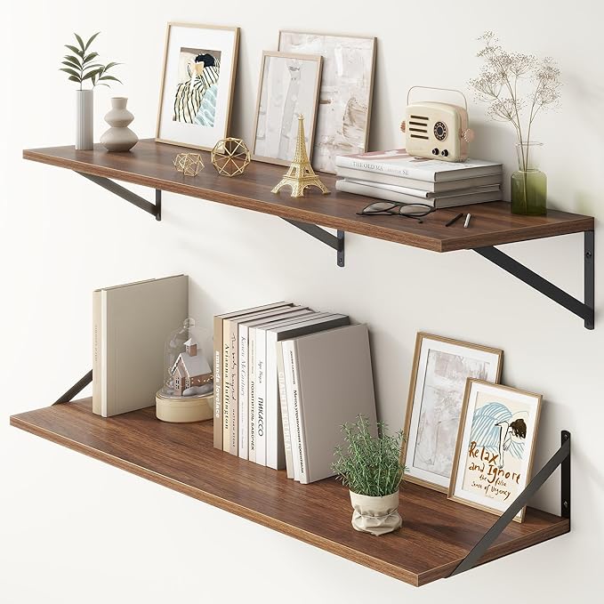 12 Inch Deep Floating Shelves, 48W x 12D Floating Shelves, Deep Wall Shelves by FunMemories