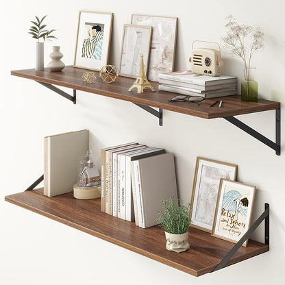 12 Inch Deep Floating Shelves, 48W x 12D Floating Shelves, Deep Wall Shelves by FunMemories