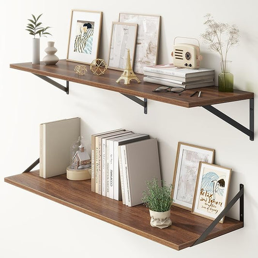 12 Inch Deep Floating Shelves, 48W x 12D Floating Shelves, Deep Wall Shelves by FunMemories