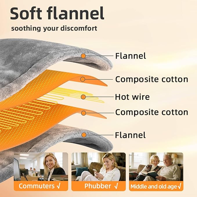 RAINOVA Heating Pad for Neck, Back and Shoulders, Electric Heat Pad for Pain - Image 3