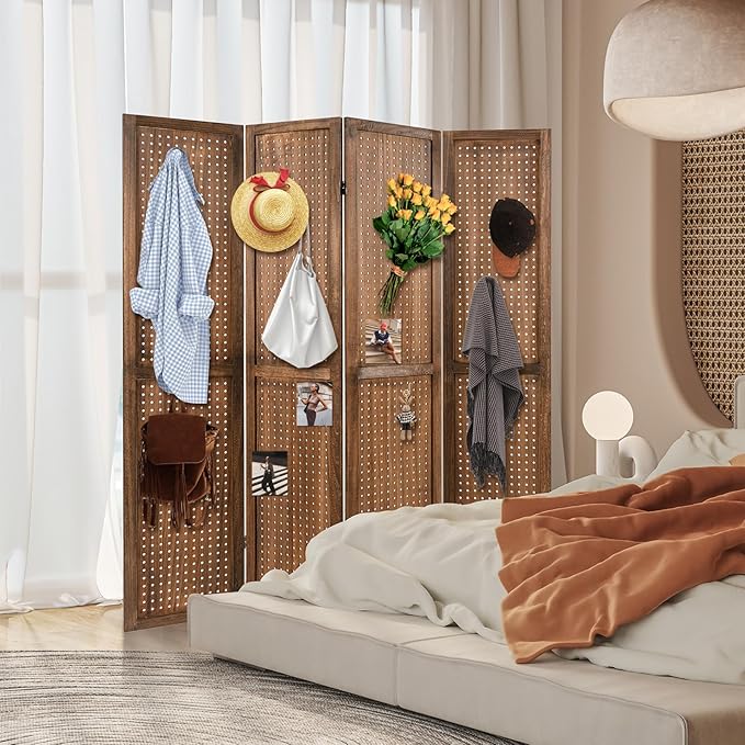 Giantex 4 Panel Pegboard Display & Room Divider, 5.6FT Folding Pegboard Stand - Image 9