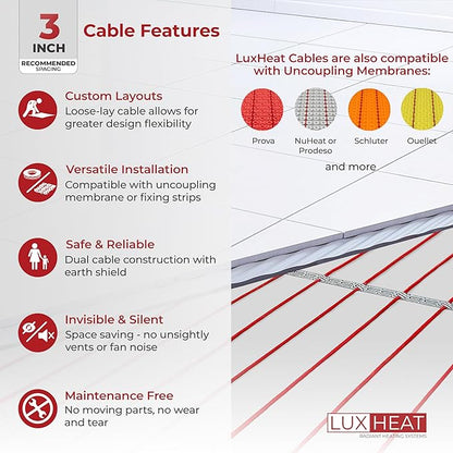 LuxHeat 80sqft Floor Heating Cable Kit - 120v Heated Flooring Kit - Complete - Image 4