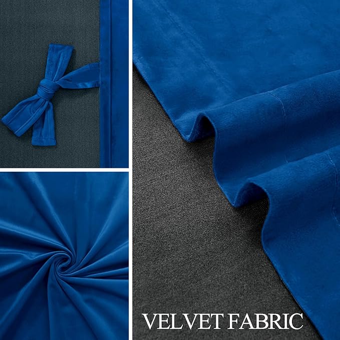 JIUZHEN Blue Velvet Blackout Curtains 84 inches - Image 5