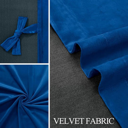 JIUZHEN Blue Velvet Blackout Curtains 96 inches - Image 5