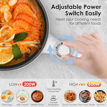 Audecook Hot Pot Electric, 1.7L Mini Electric Skillet Portable Nonstick Sauté - Image 3