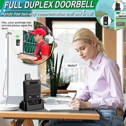 Wireless Doorbell, Waterproof Full Duplex Doorbell Wireless Upgrade, 1000ft - Image 3