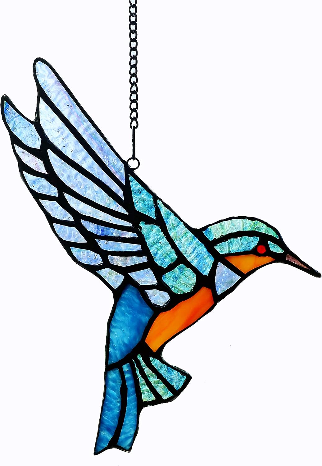 Stained Glass Hummingbird Suncatcher,Unique Handmade Window Hanging Ornament - Perfect Housewarming,Birthday, Christmas & Thanksgiving Gift for Bird Lovers and Mom (Hummingbird A)