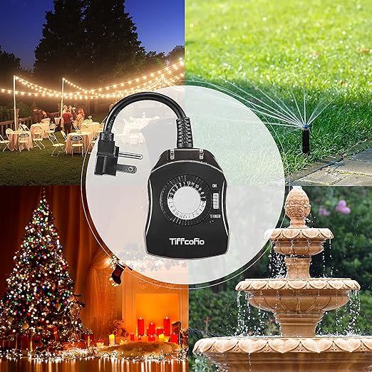 TiFFCOFiO Outdoor Timer Outlet for Lights, 24 Hour Mechanical, Outdoor Light - Image 7