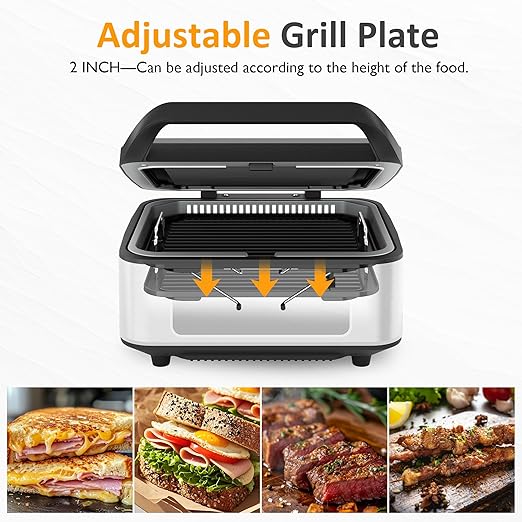 Electric Panini Press Sandwich Maker, 1300W Smokeless Indoor Grill - Image 3