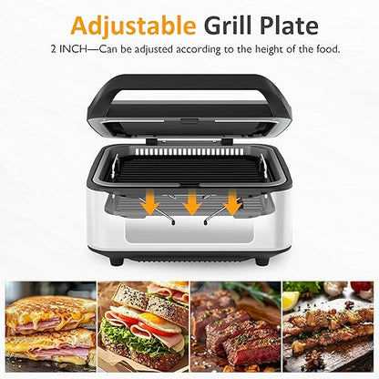 Electric Panini Press Sandwich Maker, 1300W Smokeless Indoor Grill - Image 3