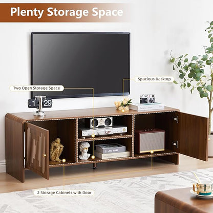 MAHYIZYI 58'' TV Stand for 65 inch TV, Mid Century Modern Entainment Center - Image 5