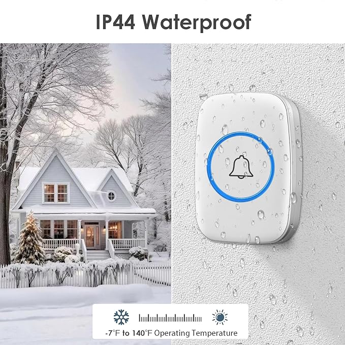 Wireless Doorbell, Waterproof Door Bell Kit, Distinguish Front and Rear Doors - Image 4