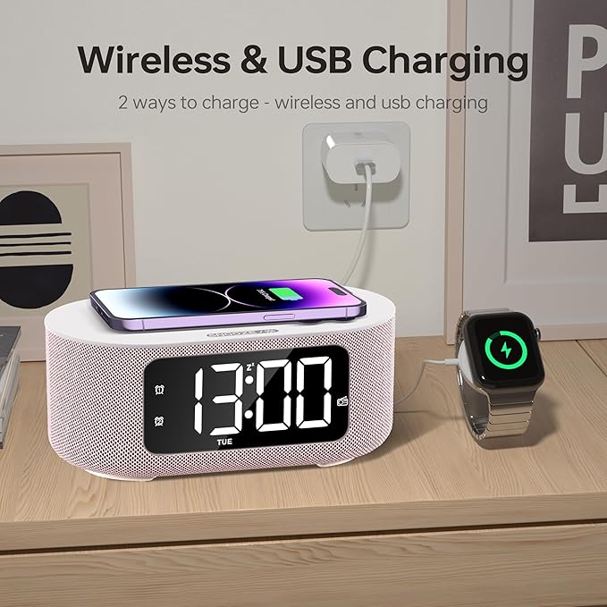 JALL Fabric Alarm Clock for Bedroom, - Image 3