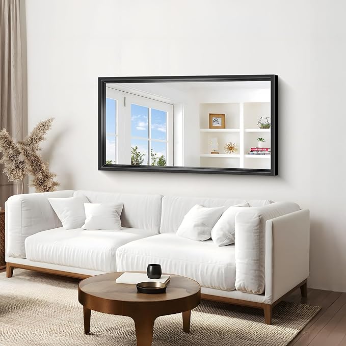 Black Rectangle Mirror, 55 x 30 Inch Bathroom Mirrors - Image 4