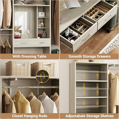 Unikito Closet System with Vanity Desk, 156”Modular Corner Closet Organizer - Image 3