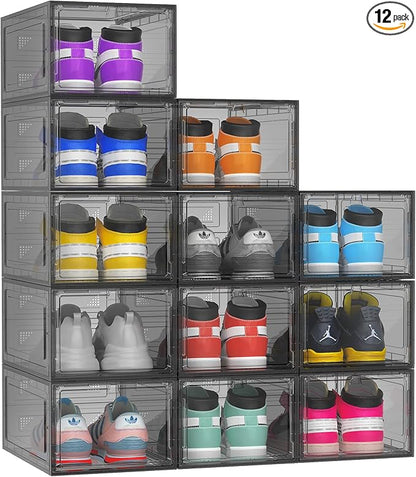 12 Pack Hard Sturdy Thickened Rigid XX Large Shoe Storage Organizer by MCIJRJOI