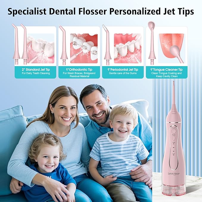 Leominor Water Flosser Pick for Teeth, 300ML Portable Oral Irrigator Upgraded - Image 8