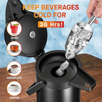 Airpot Coffee Carafe for Keeping Hot - 102 OZ/ 3.0L Coffee Dispenser - - Image 4