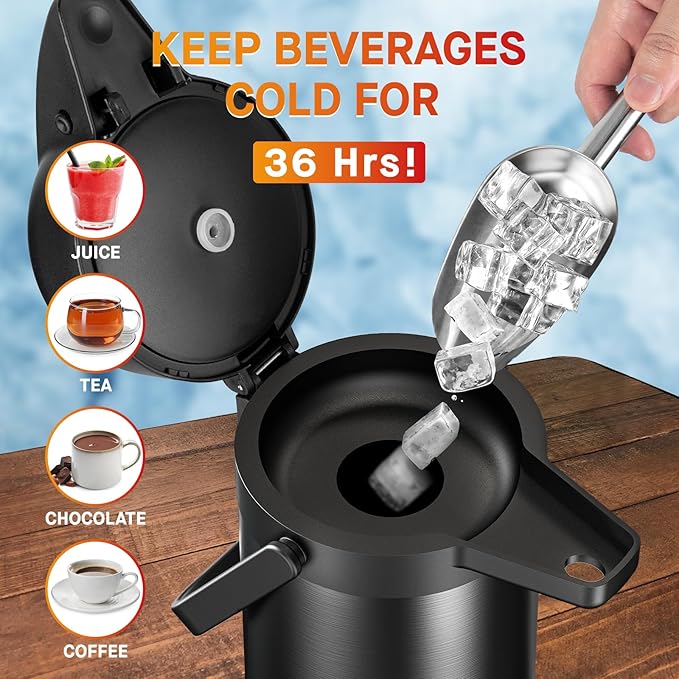 Airpot Coffee Carafe for Keeping Hot - 64 OZ/ 2.0L Coffee Dispenser - Insulated - Image 4