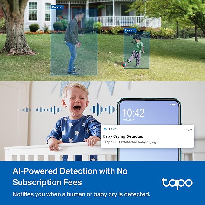 Tapo 1080p Pan/Tilt Indoor/Outdoor Security Camera – Free Person/Baby Cry - Image 4