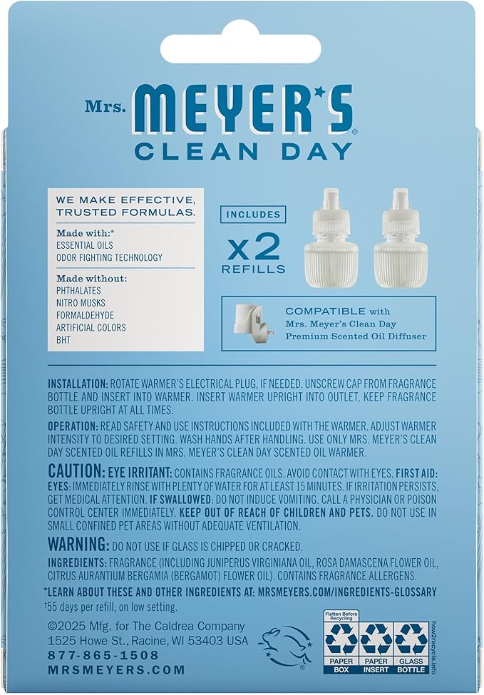 MRS. MEYER'S CLEAN DAY Scented Oil Refills, Rain Water, contains 2 .67 fl oz - Image 2