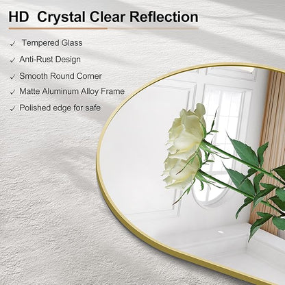 Arched Bathroom Mirror, Wall Mounted Mirror, Vanity Wall Mirror Metal Frame - Image 4
