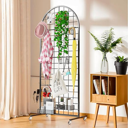 Asee'm Grid Wall Panels Display Stand 2' x 5.2' FT Black Movable Wire Grid Wall - Image 4