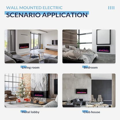 BELLEZE 36" Electric Fireplace Heater, 1400 W Recessed & Wall Mounted Electric - Image 8