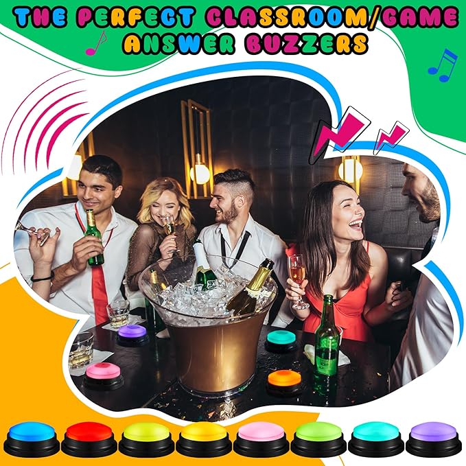 Honoson 8 Pcs Recordable Answer Buzzers, Personalized Sound, Recordable - Image 5