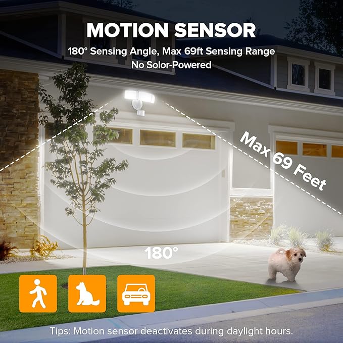 LUTEC 72W 7500LM LED Security Lights Motion Sensor Light Outdoor, 5000K Daylight - Image 3
