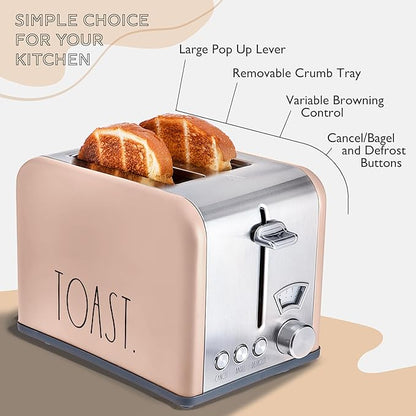 Rae Dunn Toaster, Stainless Steel 2 Slice Square Toaster, Wide Slot - Image 3