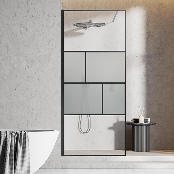 Bathroom Shower Door, Modern Grid Shower Door 34 * 74 Inch, 5/16" Clear - Image 6