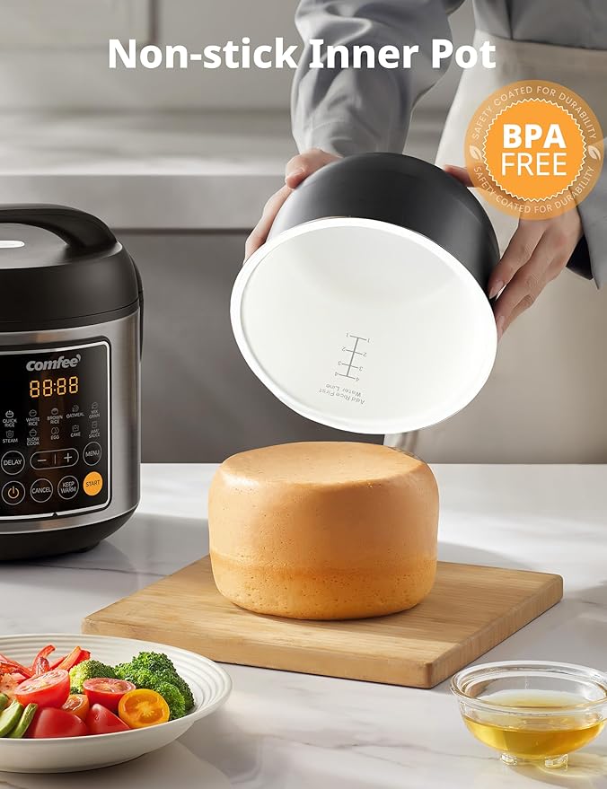 COMFEE' Rice Cooker, 4 Cups Uncooked, 8 Cups Cooked Slow Cooker, 2 Qt Small - Image 6