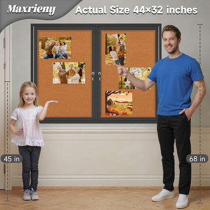 Enclosed Bulletin Board Lockable, Double-Door Weatherproof Outdoor Noticeboard - Image 2