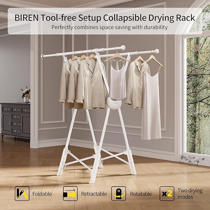 BIREN Clothes Drying Rack Heavy Duty Clothing Racks Foldable Laundry Rack Two - Image 2