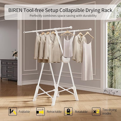 BIREN Clothes Drying Rack Heavy Duty Clothing Racks Foldable Laundry Rack Two - Image 2