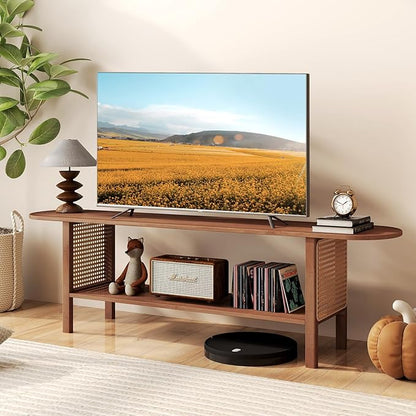 HollyHOME Bamboo TV Stand with Storage - Image 2