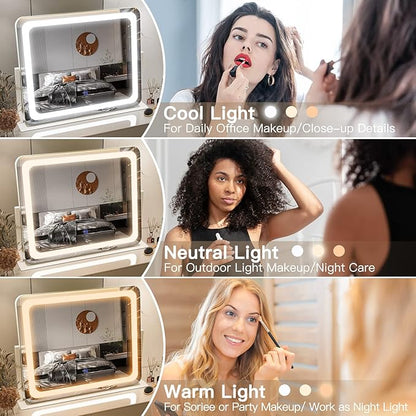 FENNIO Vanity Mirror with Lights 22''x17'' Makeup Mirror with Lights, Vanity - Image 3