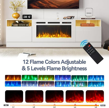 Fireplace TV Stand with Two Hinged Doors - Image 4