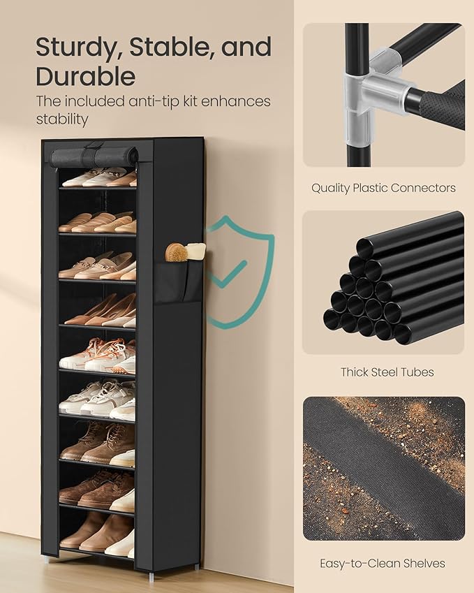 SONGMICS 10-Tier Shoe Rack, Shoe Storage Cabinet - Image 5