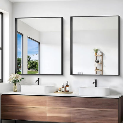 Black Bathroom Mirror, 30x36 Inch Rectangular Framed Mirror, Large Wall Mounted - Image 7