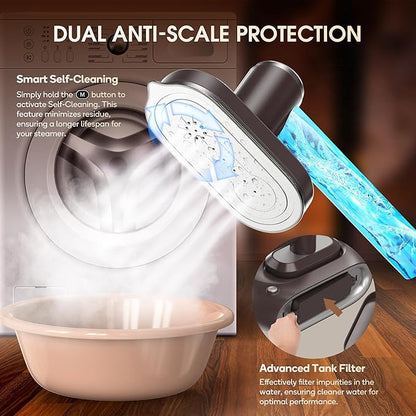 Newbealer 2In1 Pro Steam Station Iron, 1550W Turbo 3-level Steam & 3 Dry Heat - Image 9