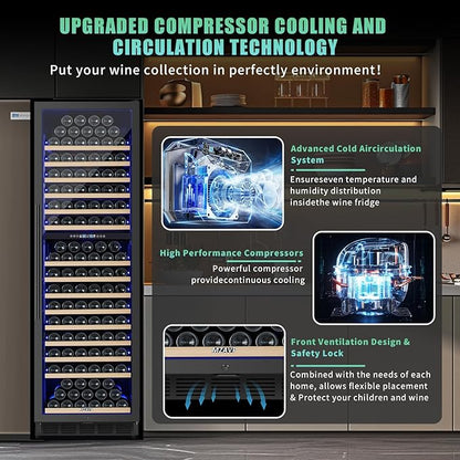 200 Bottle Dual Zone Wine Fridge, 24 Inch Large Wine Cooler Refrigerator - Image 3