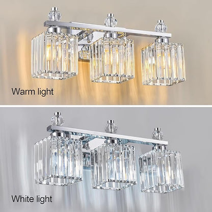 FDPBY Bathroom Vanity Lights 3-Light Modern Crystal Vanity Light Chrome - Image 2