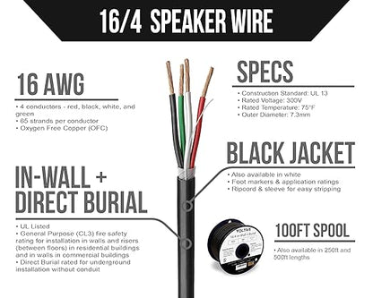 Voltive 16/4 Speaker Wire, in-Wall CL3 & Direct Burial, 100ft - Image 2
