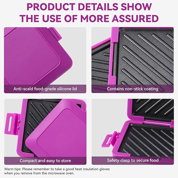 Microwave Toastie Sandwich Maker, Nonstick Plate Panini Maker, Versatile - Image 5