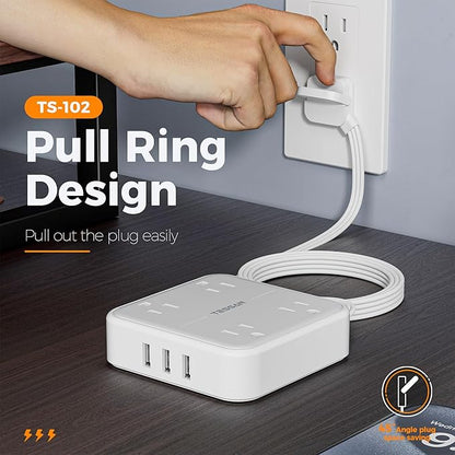 Flat Plug Surge Protector Power Strip, TESSAN 5 ft Extension Cord - Image 7