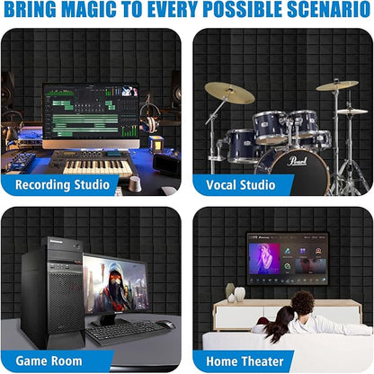 4 PCS Acoustic Panels, High Density Fire Resistant & Noise Absorbing - Image 5