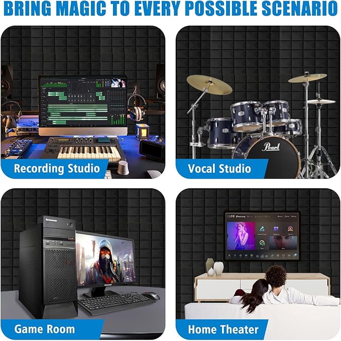 2 PCS Acoustic Panels, High Density Fire Resistant & Noise Absorbing - Image 5