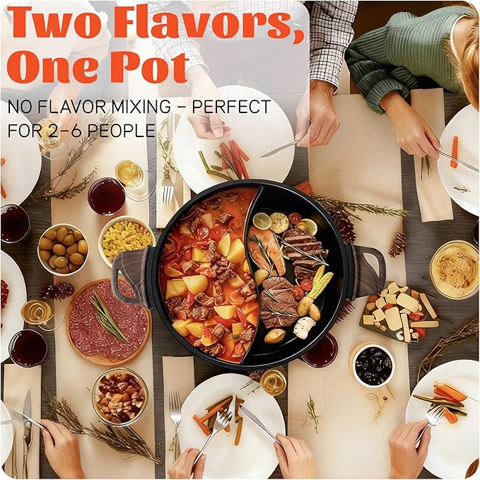 TWIN™ Electric Hot Pot with Divider | PFAS-Free Ceramic Nonstick Pot | EvenHeat - Image 3
